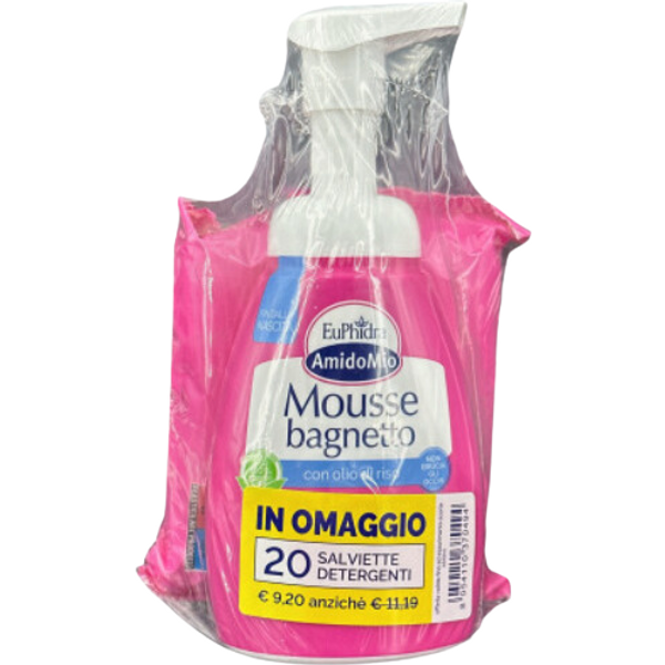 Euphidra Amido Mio abbinata mousse detergente 250ml + 20 salviettine