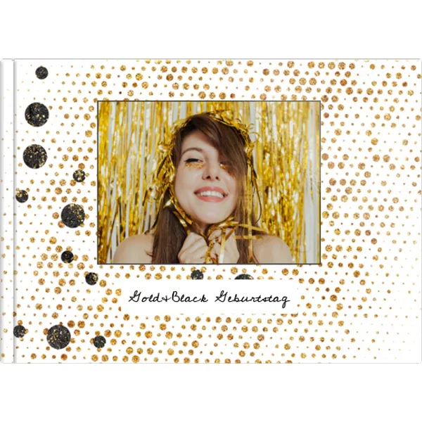 Layflat-Fotobuch A4 Querformat glänzend - Gold&Black Geburtstag