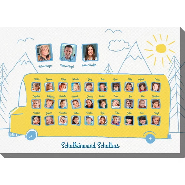Personalisierte Fotoleinwand 60x40 cm - Schulleinwand Schulbus