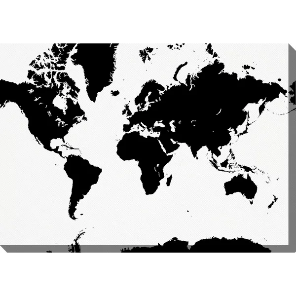 Personalisierte Fotoleinwand 80x60 cm - Weltkarte - Schwarz-Weiß
