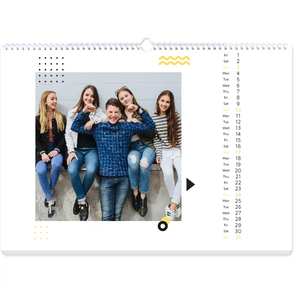 Fotokalender A3 Querformat - Schwarz-Goldene Muster