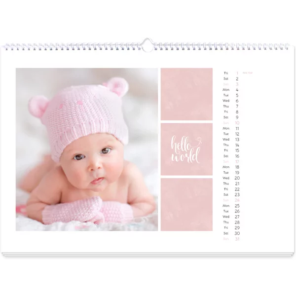 Fotokalender A4 Querformat - Süßer Engel - Rosa