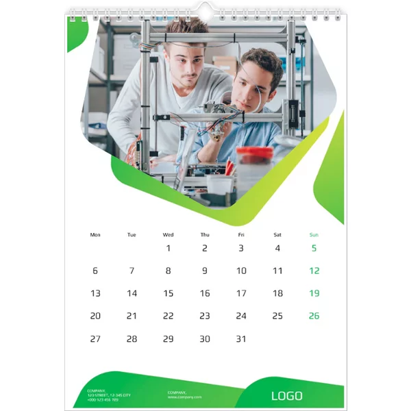 Fotokalender A3 Hochformat - Grüner Firmenkalender