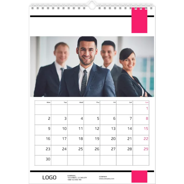 Fotokalender A4 Hochformat - Rosa Firmenkalender