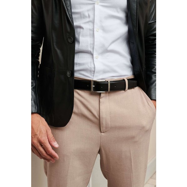 Ceinture RéVersible Homme En Cuir Noir Marron Avec Boucle Pivotante-image