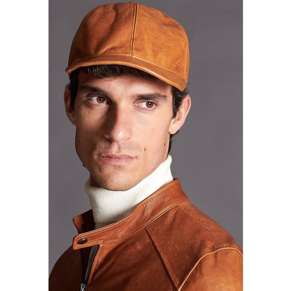 Casquette baseball cuir miel unisexe béret réglable sangle velcro