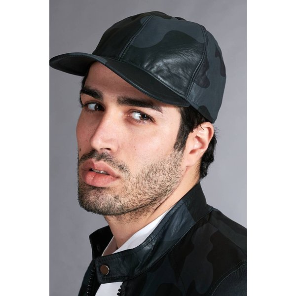 Casquette baseball cuir noir militaire unisexe béret réglable sangle velcro