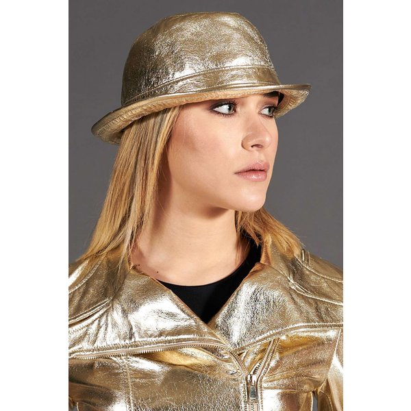 Chapeau trilby cuir or chapeau borde court