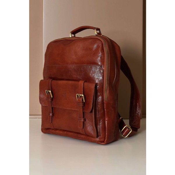 Sac à Dos En Cuir De Veau Cognac Et Sac Cuir Aspect Vintage-image