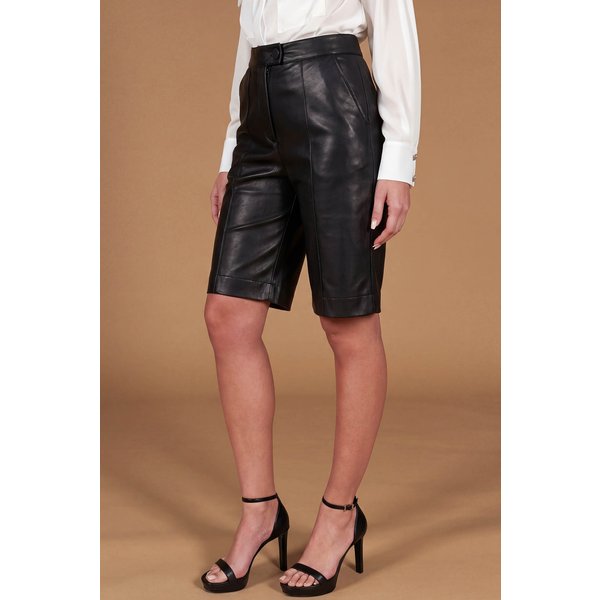 Pantalon cuir plongé noir shorts sans doublure