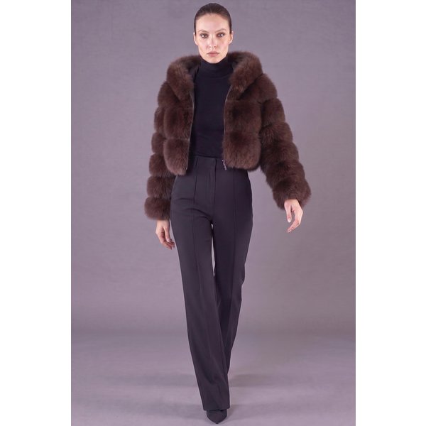 Veste Fourrure Renard à Capuche • Couleur Marron-image