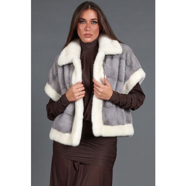 Veste Gilet Fourrure Vison • Couleur Saphir-image
