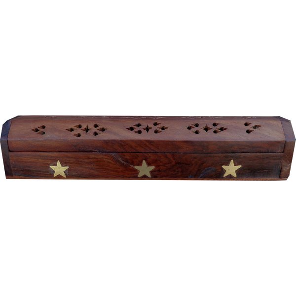 Porte Encens Grande Boite Motifs D'éToiles Laiton-image