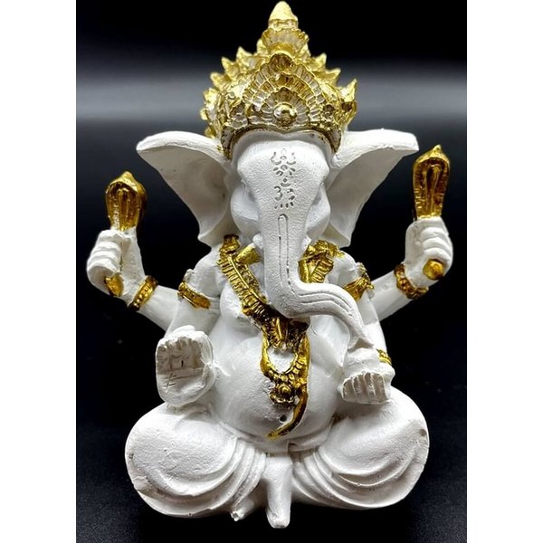 Statuette En RéSine Blanche De Ganesh 13 Cm-image