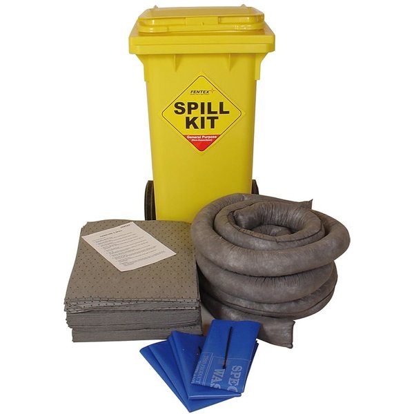 Fentex 120 Litre General Spill Kit in Yellow/Black Wheelie Bin
