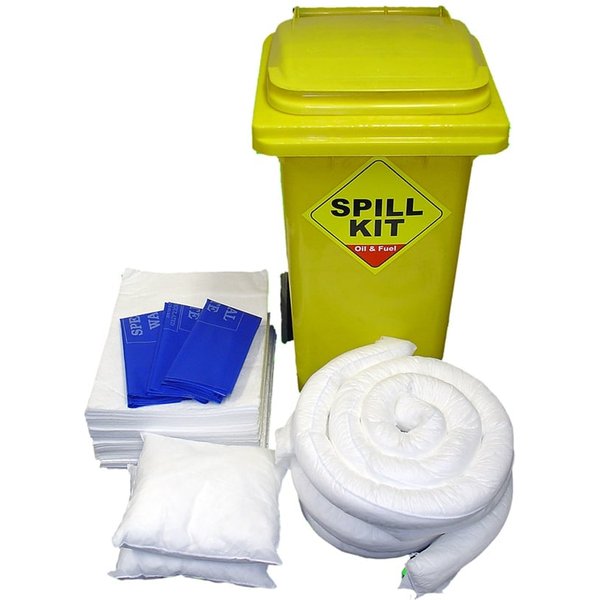 Fentex 120 Litre Oil & Fuel Spill Kit in Yellow Wheeled Bin