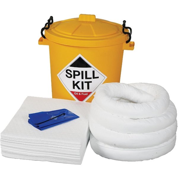 Fentex 65 Litre Oil & Fuel Spill Kit in Yellow Lockable Drum