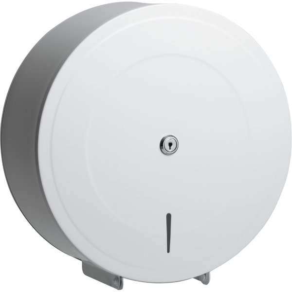 C21 Jumbo Metal Lockable 12" Toilet Roll Dispenser in White