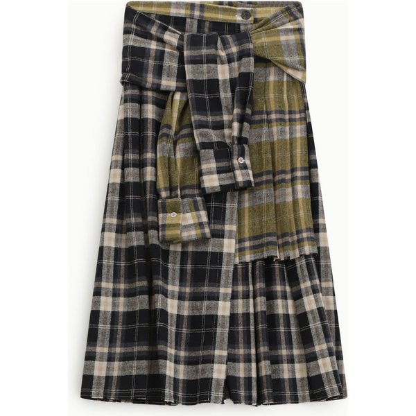 Jupe Midi Taille Haute Motif Carreaux-image