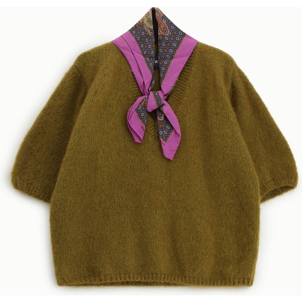 Pull Court Manches Courtes Col En V-image