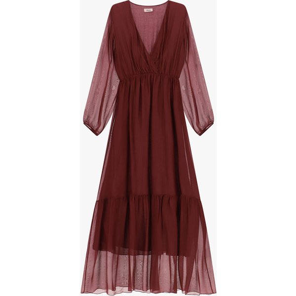 Robe Longue éVaséE à Col En V Et Manches Longues-image