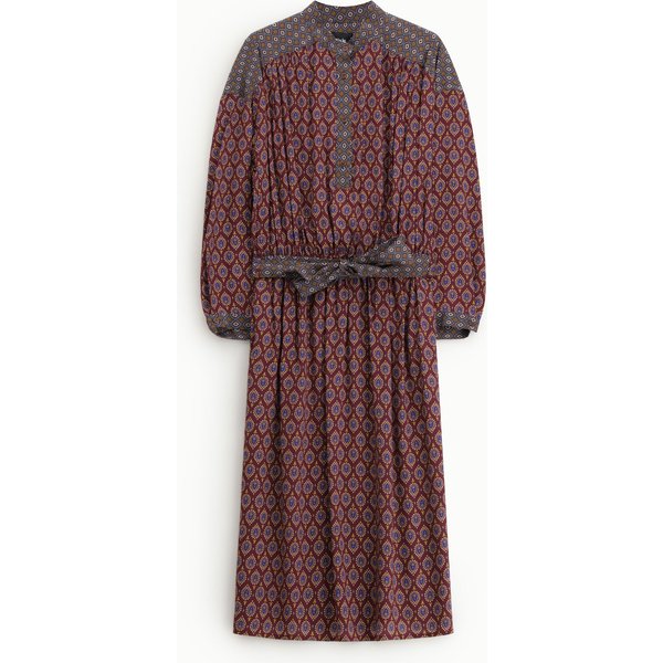 Robe Mi-Longue ImpriméE Avec Ceinture Et Boutons-image