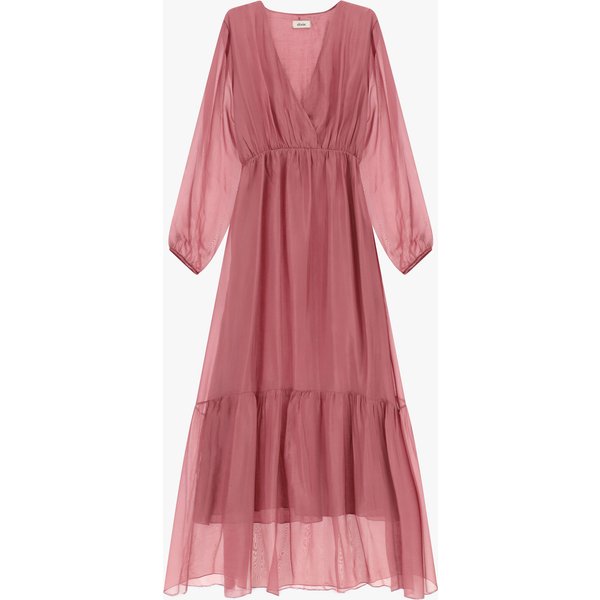 Robe Longue éVaséE à Col En V Et Manches Longues-image