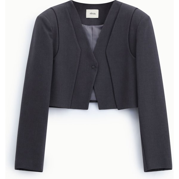 Blazer Court Boutonnage Simple Col En V-image