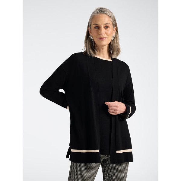 Elena Mirò - Cardigan In Viscosa Aperto Donna, Nero Taglia: M (46-48 It)-image