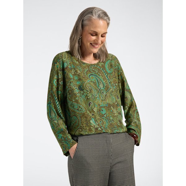 Elena Mirò - Blusa In Viscosa Stampata Paisley Donna, Verde Taglia: XL (52-54 It)-image