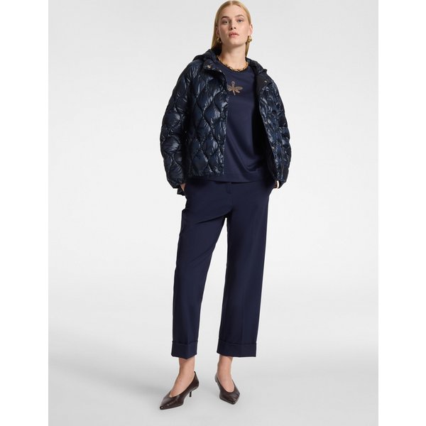 Elena Mirò - Pantaloni Chinos In Punto Milano Misto Viscosa Donna, Blu Taglia: 56-image