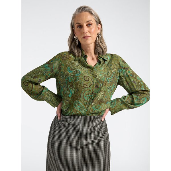 Elena Mirò - Camicia In Viscosa Stampata Paisley Donna, Verde Taglia: 46-image