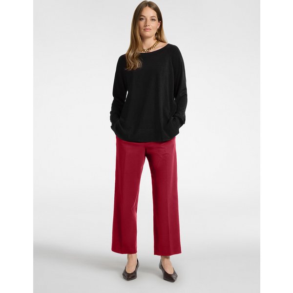 Elena Mirò - Pantaloni Chinos In Punto Milano Misto Viscosa Donna, Bordeaux Taglia: 50-image