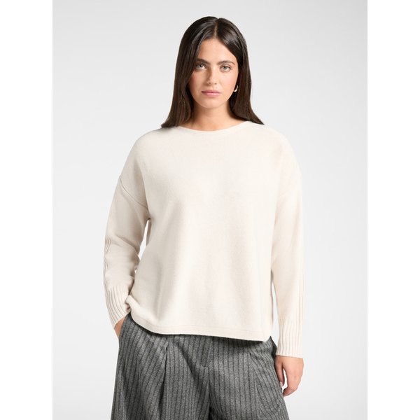 Elena Mirò - Maglia In Pura Lana Scollo Barchetta Donna, Beige Taglia: 3XL (58 It)-image