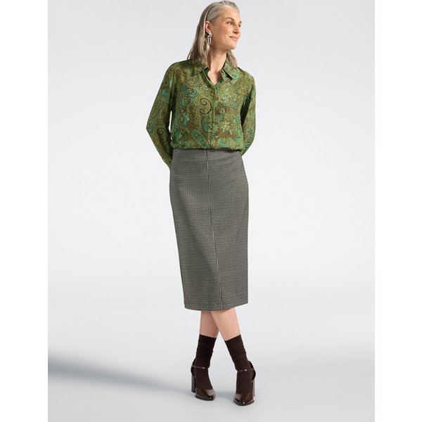 Elena Mirò - Gonna Tubino Vichy Donna, Nero Taglia: M (46-48 It)-image