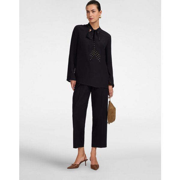 Elena Mirò - Pantaloni Chinos In Punto Milano Misto Viscosa Donna, Taglia: 56-image