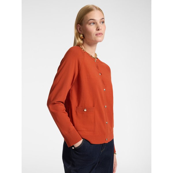 Elena Mirò - Cardigan In Viscosa Con Tasche Donna, Arancione Taglia: M (46-48 It)-image