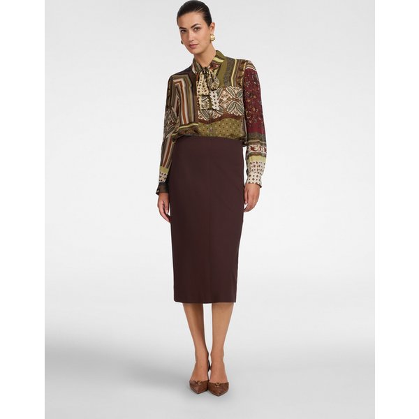 Elena Mirò - Gonna Tubino In Punto Milano Donna, Marrone Taglia: 3XL (58 It)-image