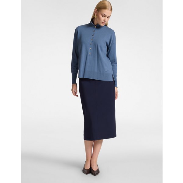 Elena Mirò - Gonna Tubino In Punto Milano Donna, Blu Taglia: 3XL (58 It)-image