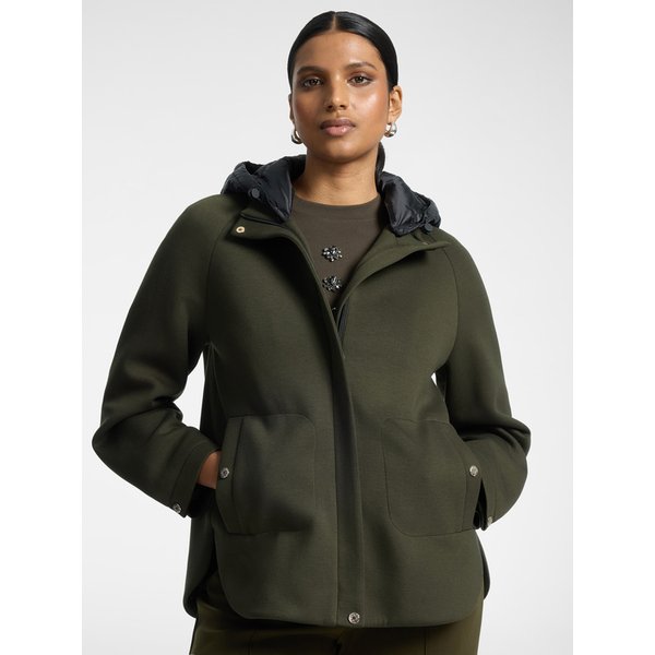 Elena Mirò - Parka In Scuba Con Cappuccio Donna, Verde Militare Taglia: L (50 It)-image