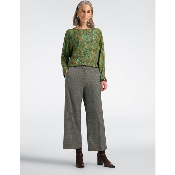 Elena Mirò - Pantaloni Cropped Jacquard Check Donna, Nero Taglia: 42-image