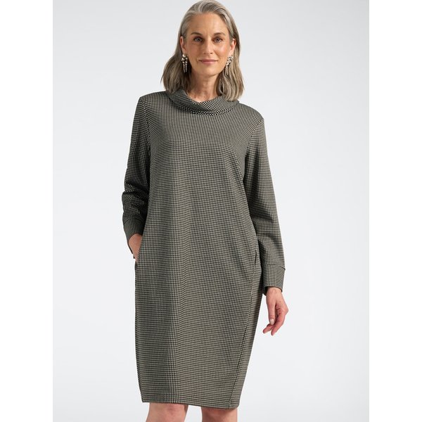 Elena Mirò - Abito Jacquard Vichy Donna, Nero Taglia: 3XL (58 It)-image