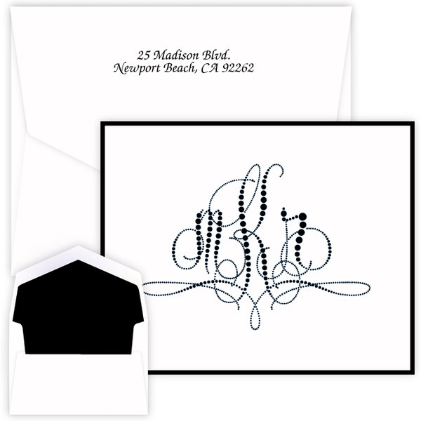 Pearls of Paris Monogram Note - Raised Ink