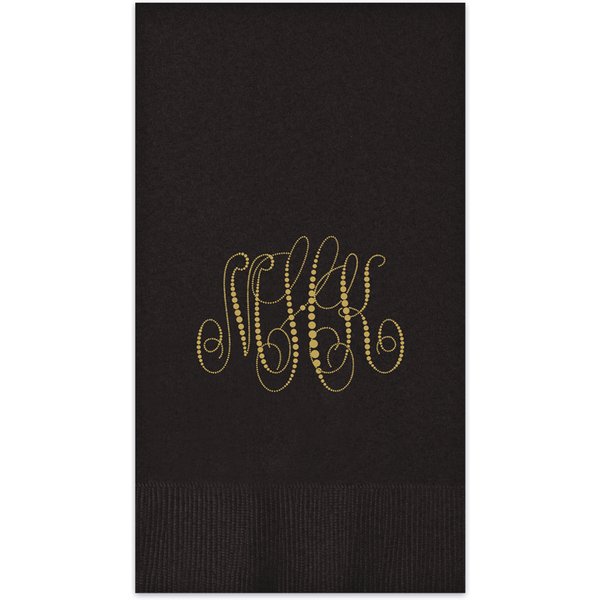 Pearl String Monogram Guest Towel - Foil-Pressed-image