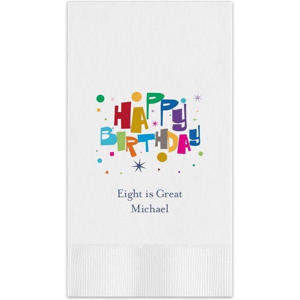 Happy Birthday Celebration Guest Towel - Printed-image