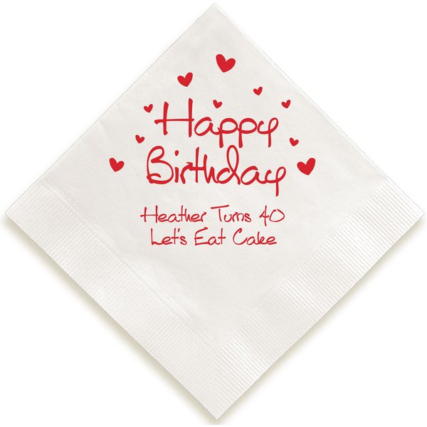 Birthday Heart Napkin - Foil-Pressed-image