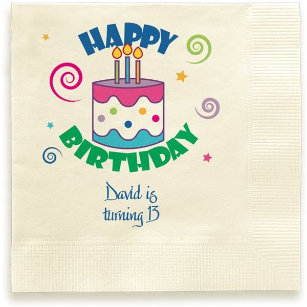 Happy Birthday Napkin - Printed-image