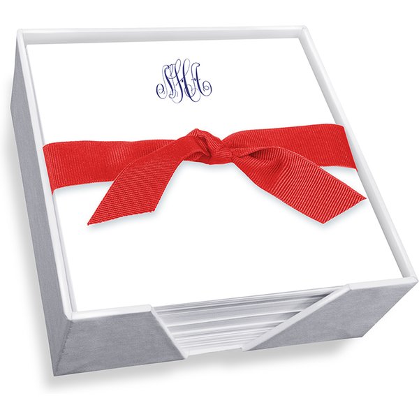 Delavan Monogram Memo Square - White With Holder-image