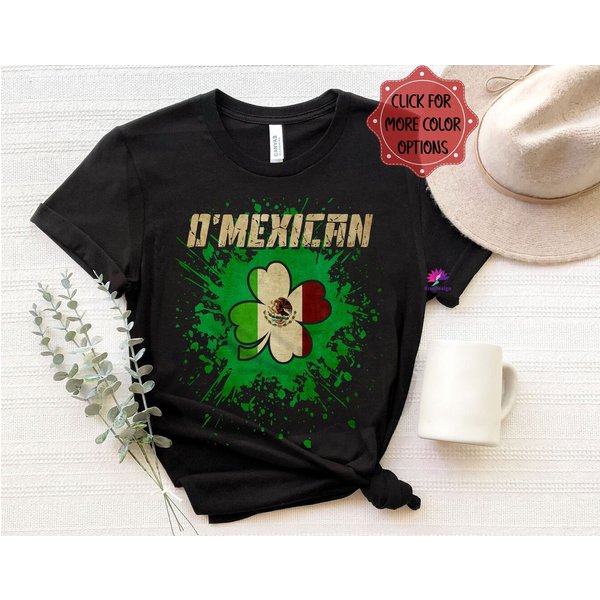 Vintage O'mexican Flag Shirt, Irish Shamrock Clover St. Patricks Day Shirt-image