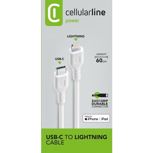 Cellularline - Usbdatac2lmfi60cmw Usb Data Cable Medium-usb-c-bianco-image